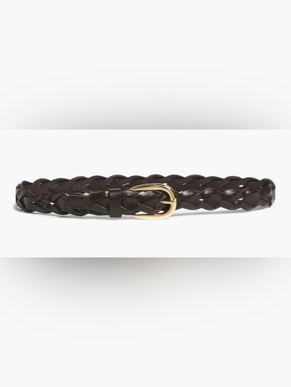 Madewell Dark Brown Braided Leather Belt with Gold Buckle
